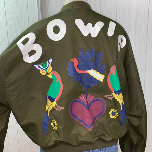 Vintage BOWIE BOMBER JACKET SILK SCREENED L - Picture 6 of 11